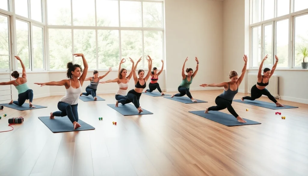 静かなスタジオでおすすめのピラティステクニックを紹介する魅力的なピラティスクラス。