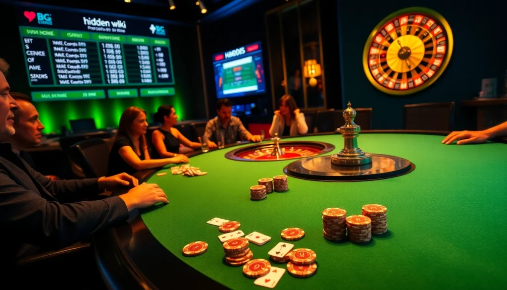 Players engage in high-stakes poker at a luxurious casino, reflecting hidden wiki insights.
