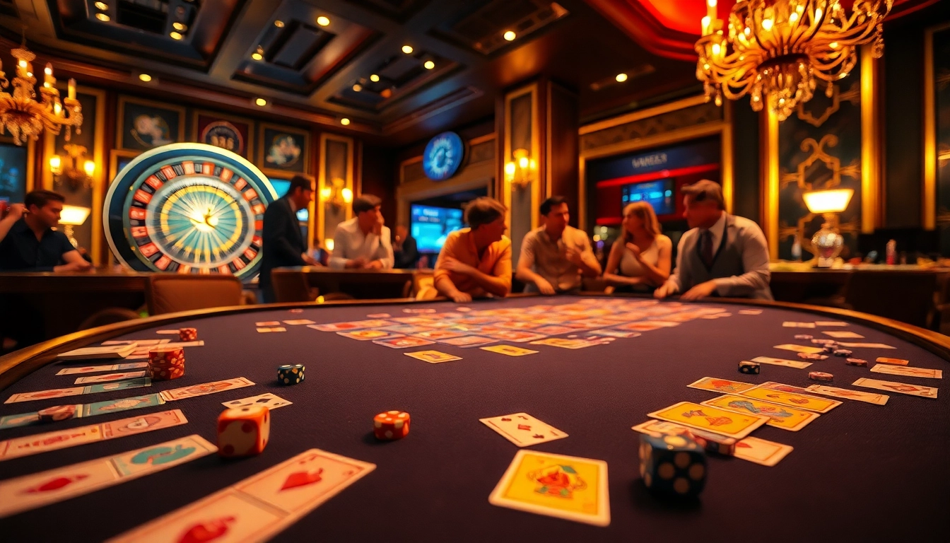 Players strategizing at a BJ38 gaming table in an upscale casino environment.