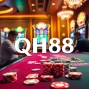 Exciting gambling scene with QH88 online interface and vibrant casino elements.