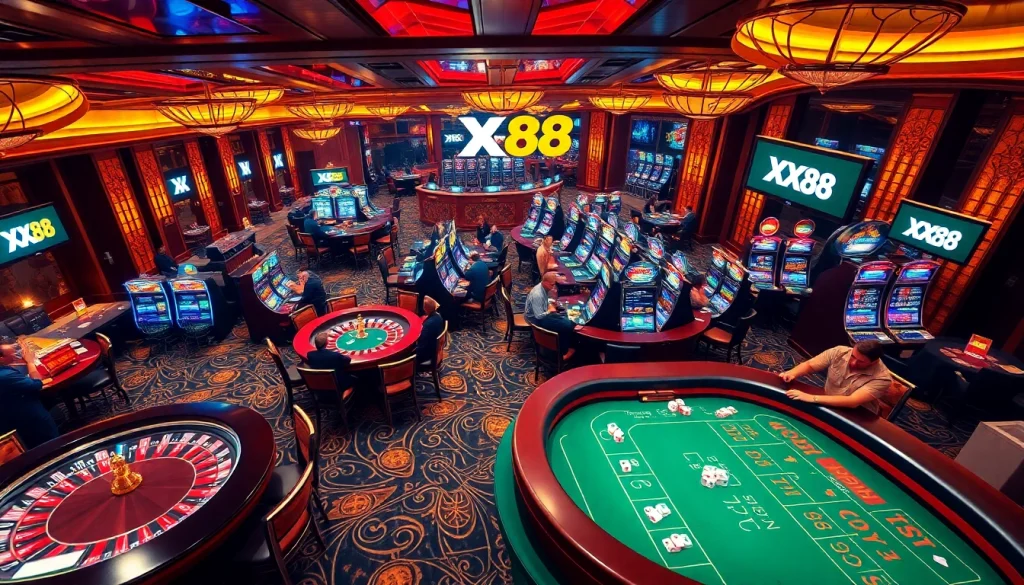 Experience thrilling gameplay at https://xx88.pizza/ with vibrant casino tables and exciting gaming elements.
