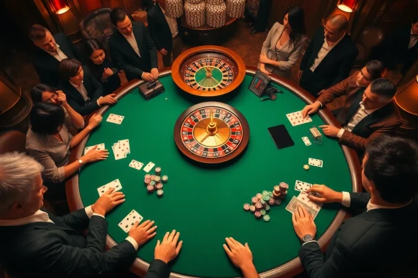 High-stakes poker action at a luxurious casino table featuring xx88 chips and cards.