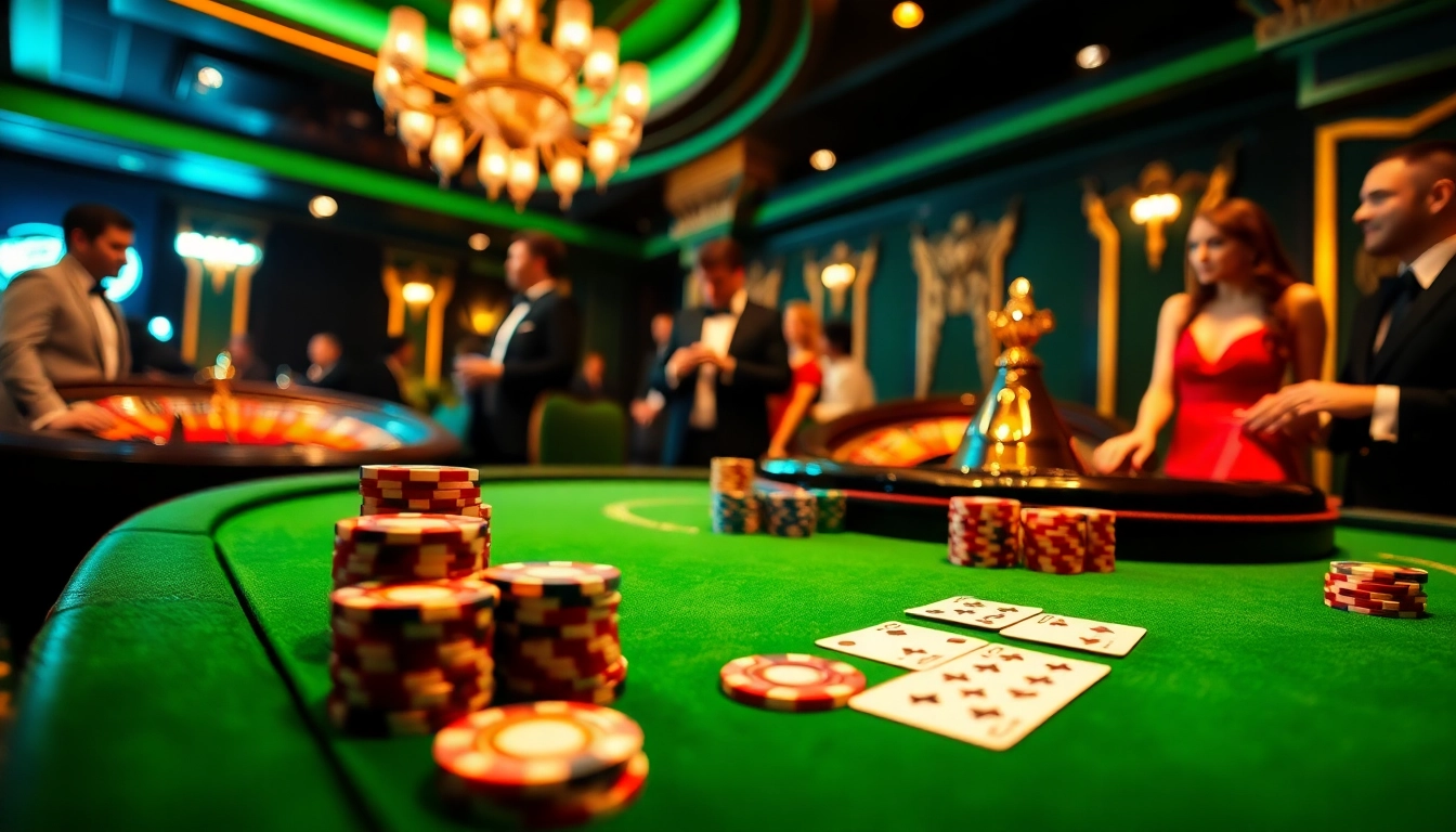 Engage with thrilling s88 casino gaming at a luxurious poker table filled with vibrant chips and cards.