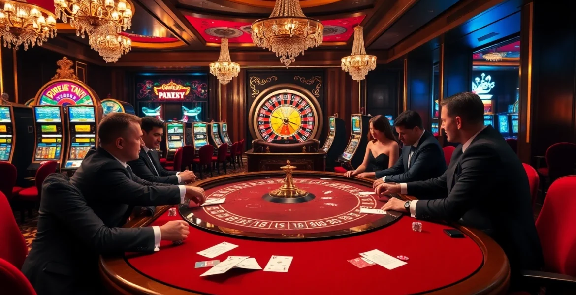 Engaged players at a stylish casino table experience the thrill of betting at https://j88com.today/ with chips and cards.