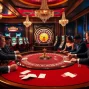 Engaged players at a stylish casino table experience the thrill of betting at https://j88com.today/ with chips and cards.