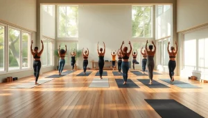 静かなヨガスタジオで多様な実践者がいる場面を描いたホットヨガ おすすめ