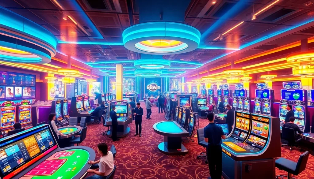 Experience the thrilling atmosphere of 98win's online casino, showcasing vibrant gaming action.