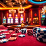 Experience the excitement of LUCKY88 with vibrant casino tables, poker chips, and captivating slot machines.