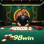 Experience the thrill of 98win with a luxurious blackjack setting featuring high-quality cards and chips.