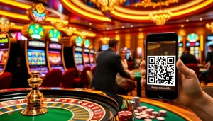 Pemain yang bersemangat meraih kemenangan di mesin slot Depo 1K terbaru dalam suasana kasino yang hidup.