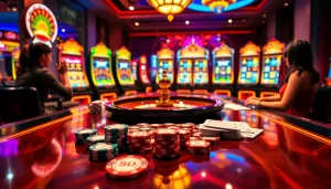 Experience the thrilling gameplay at Oxplay entailing vibrant slot machines and a lively casino atmosphere.