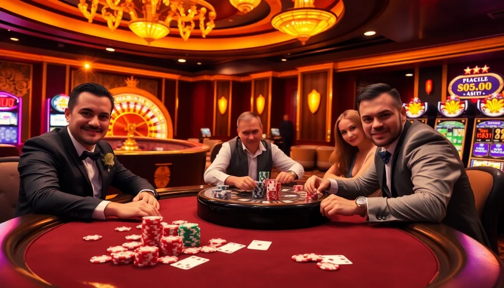 Experience the thrill of topclub with vibrant poker games and luxurious casino decor.