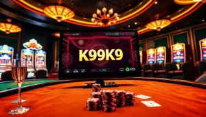 The k9k9 game interface showcased in a vibrant casino setting, highlighting excitement and high stakes.