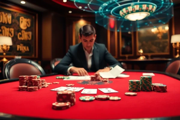 Engage with hidden wiki links while strategizing at an upscale casino poker table.