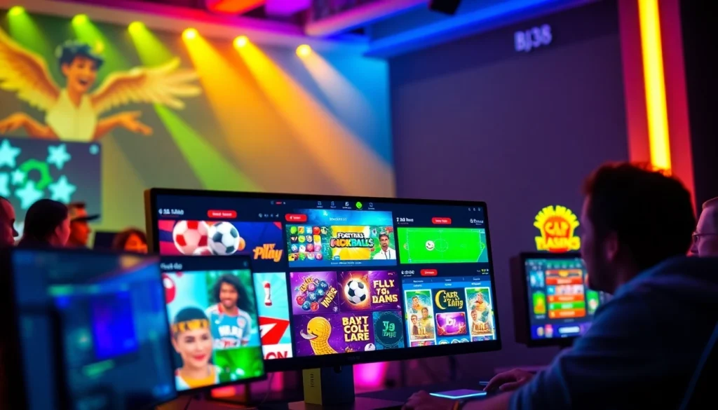 Experience the thrilling online gaming atmosphere at BJ38, featuring colorful interfaces and enthusiastic players.