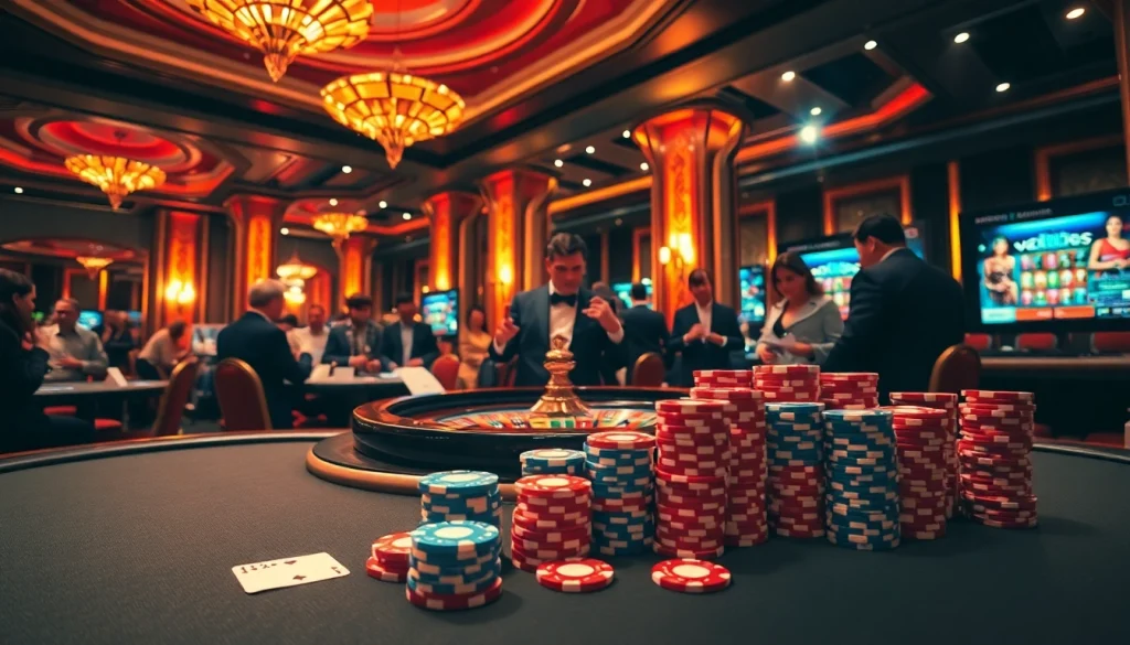 Players engaging at a roulette table, highlighting Nhà Cái 56WIN's thrilling casino atmosphere.