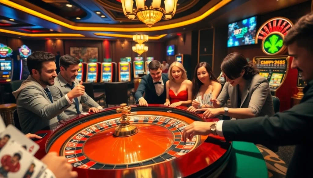 Exciting gameplay at the 79king casino with roulette, poker chips, and vibrant slots.