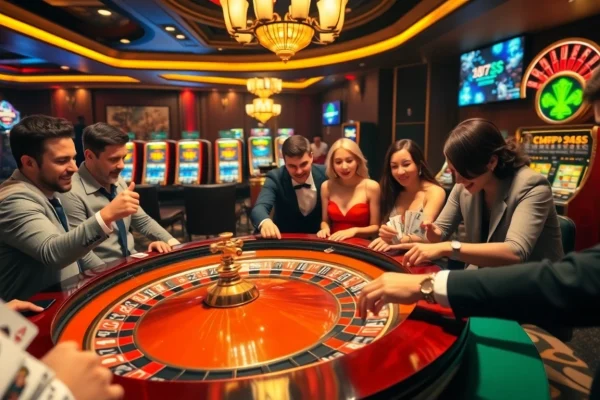 Exciting gameplay at the 79king casino with roulette, poker chips, and vibrant slots.