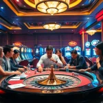 Experience the excitement of gambling at Hi88 with vibrant casino visuals featuring gaming tables and cards.