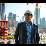 New York City Construction Manager supervising projects at a vibrant construction site.
