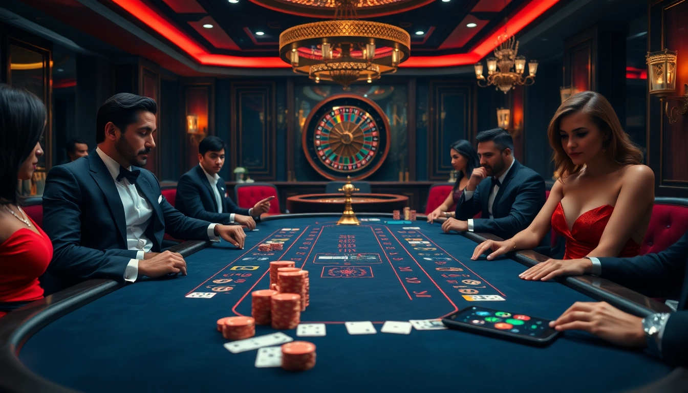 Betting at an S8 poker table with vibrant chips and luxury atmosphere.