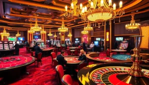 Players enjoying casino games at a luxurious venue, showcasing the thrill of https://okfun.uk.net/