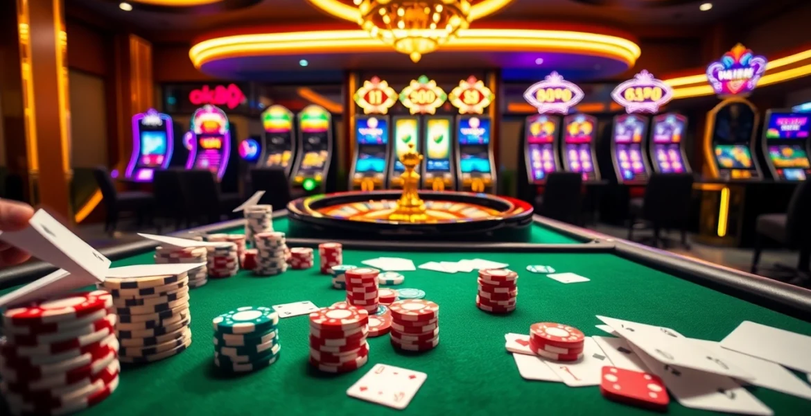 Experience thrilling gameplay at ok88 with vibrant casino elements and exciting gaming action.