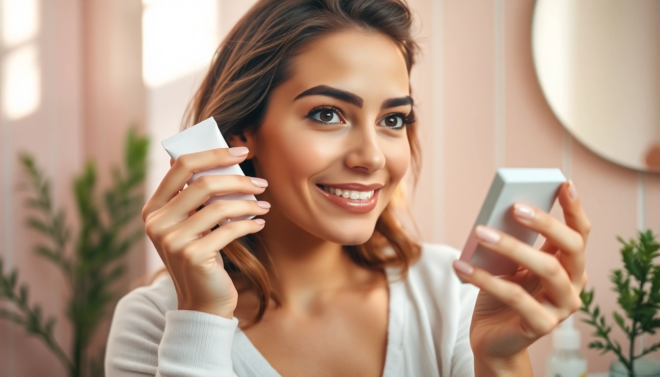Applying cc cream for oily skin in a bright bathroom, showcasing texture and application.