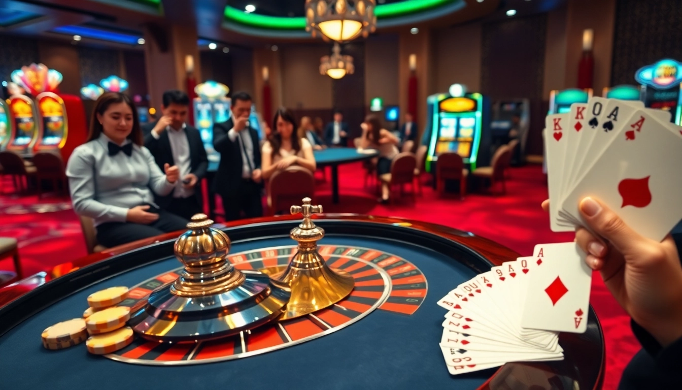 Experience JUMLAH BACKLINK excitement at a luxurious casino roulette table with eager players.