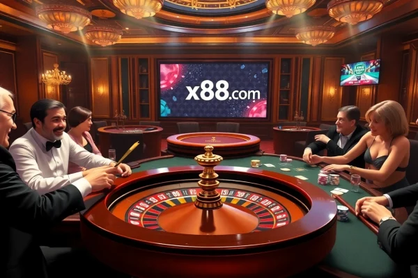 Players enjoying poker and roulette at a luxury casino, featuring https://x88ni.com/ for strategic gaming.