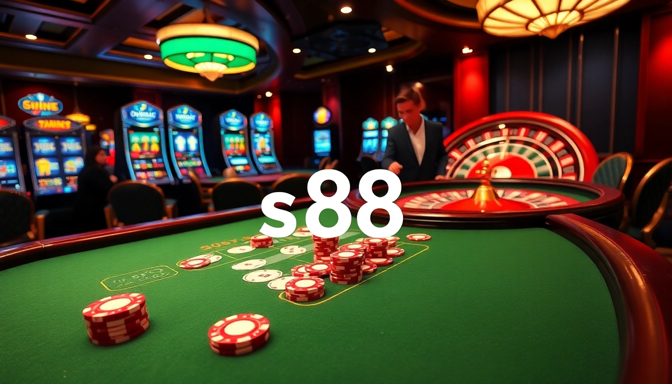 Experience the thrill of s88 gambling with vibrant casino tables and colorful game elements.