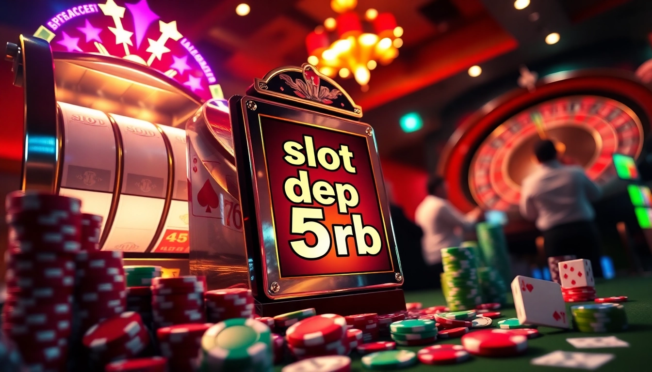 Rasakan sensasi slot depo 5rb dengan suasana kasino yang hidup menampilkan mesin slot yang dinamis dan aksi permainan.