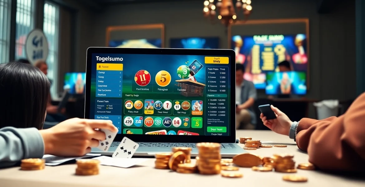 Antarmuka permainan online Togelsumo yang menampilkan permainan lotere yang berwarna-warni dan keterlibatan pengguna.