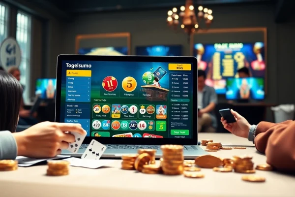 Antarmuka permainan online Togelsumo yang menampilkan permainan lotere yang berwarna-warni dan keterlibatan pengguna.