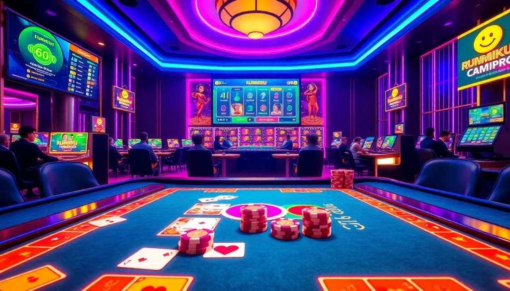 Play רמיקוב אונליין in a vibrant, exciting casino setting with colorful tiles and engaging gameplay.