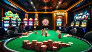 Engaging poker game at ulat123 casino with vibrant chips and cards on the table.