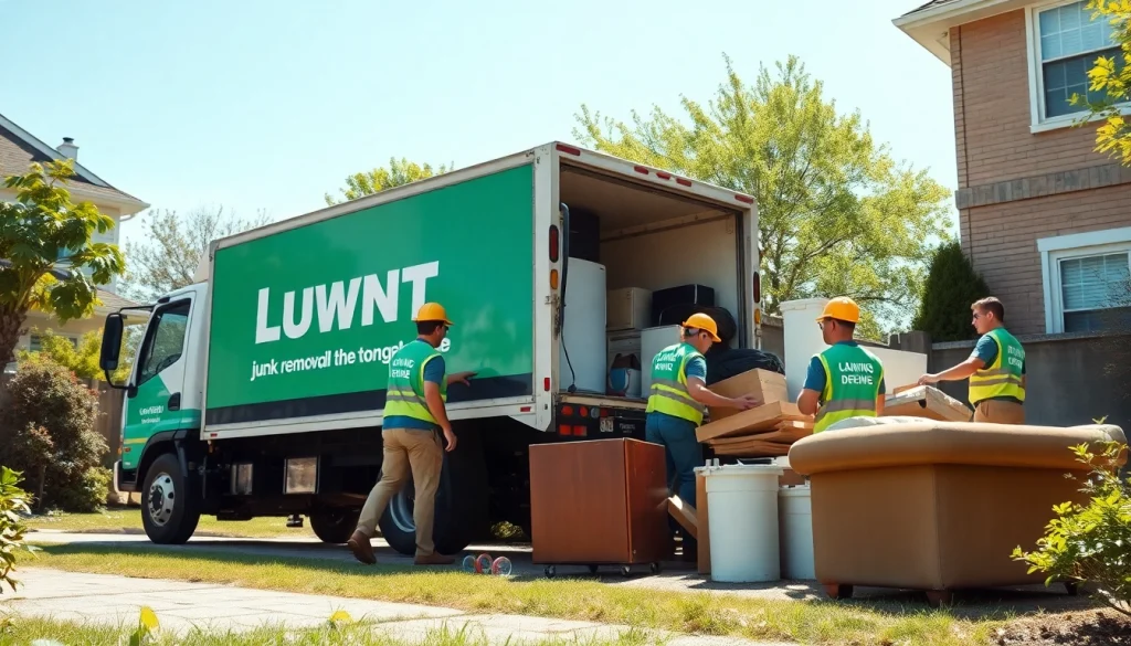 Efficient junk removal Paramus with a professional crew clearing clutter from a residential backyard.
