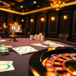 Experience thrilling action at https://www.6l777.vip/ with an elegant casino scene featuring vibrant gaming elements.