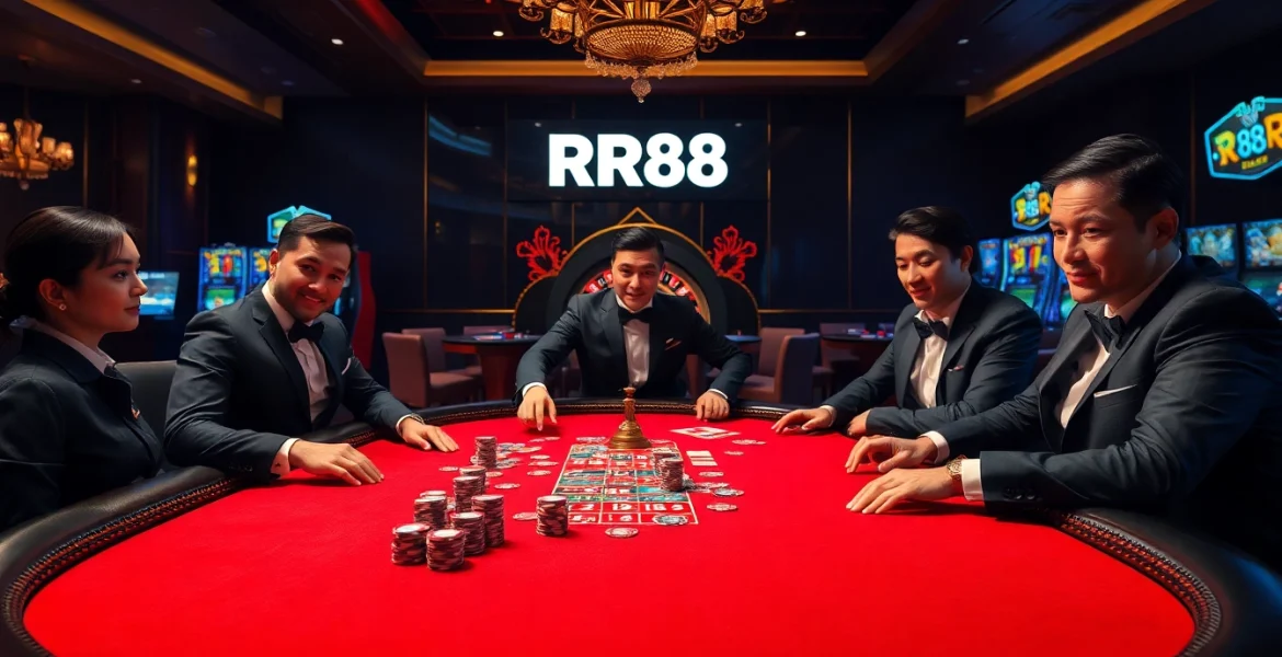 Experience the thrill of gaming at RR88 with exciting poker action at a high-stakes table.