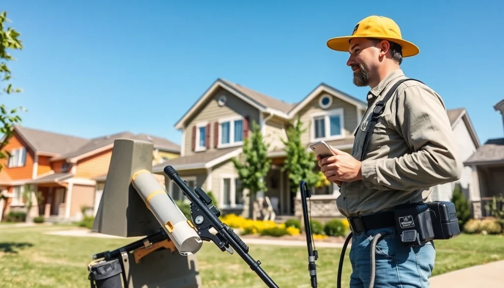 Pest control service in Oklahoma City demonstrating expert pest removal techniques in a friendly neighborhood.