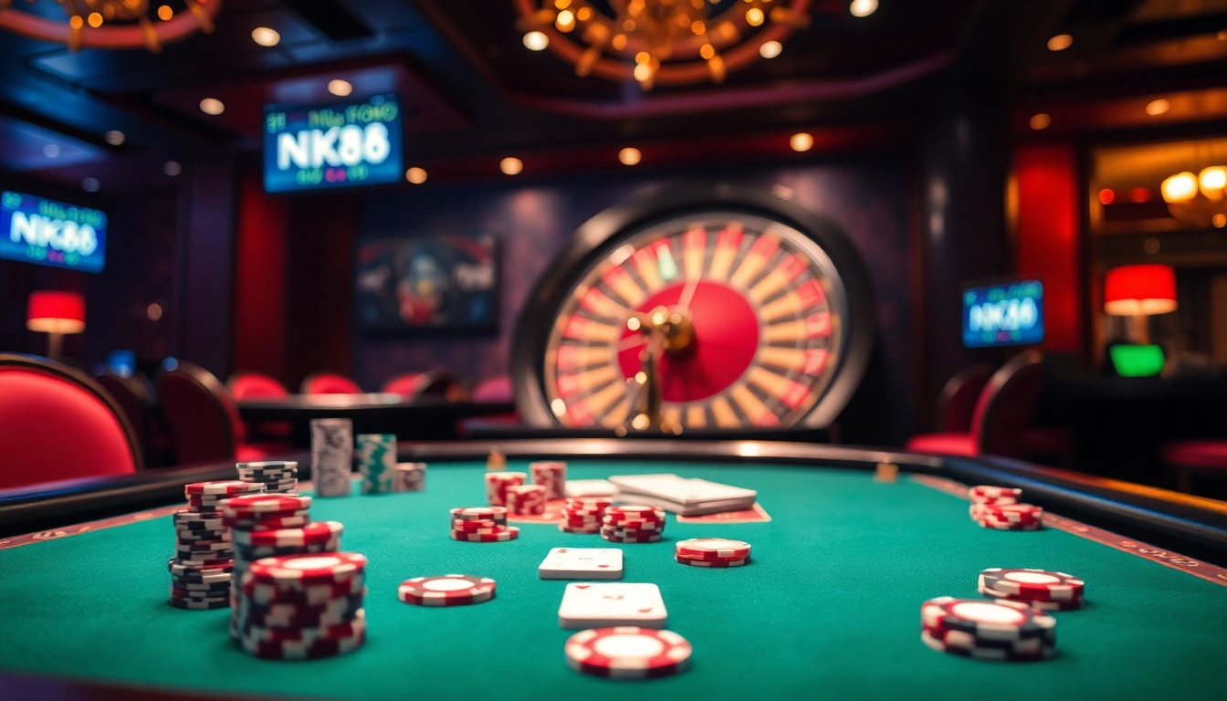 Experience the thrill of NK88 in a luxurious casino setting, complete with a beautifully styled gaming table.