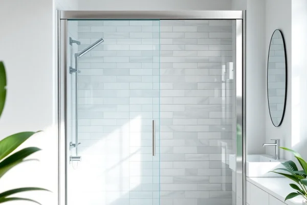 Elegant sliding shower door showcasing its sleek design and modern features.
