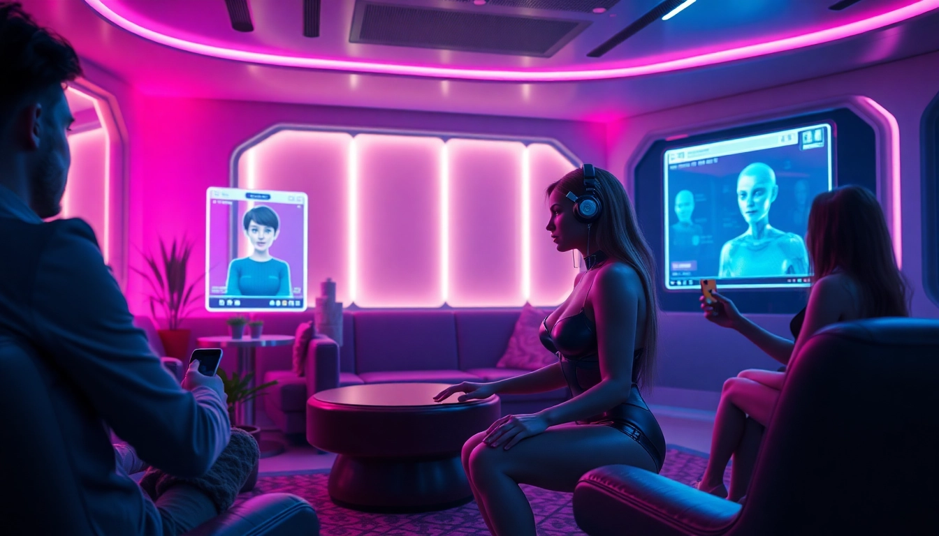 Engaging NSFW AI interactions in a modern digital lounge setting.
