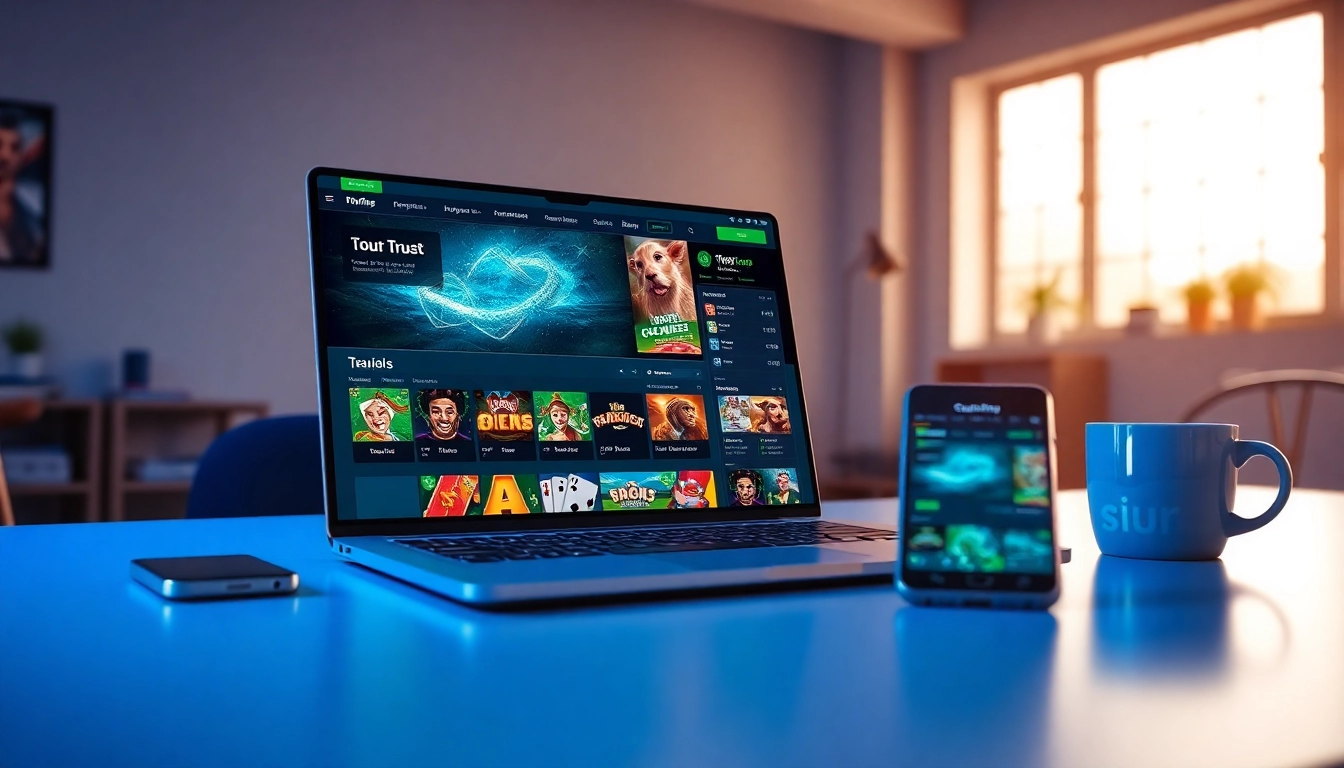 The 559X platform displayed on a laptop in a modern workspace, highlighting online betting options and vibrant interface.