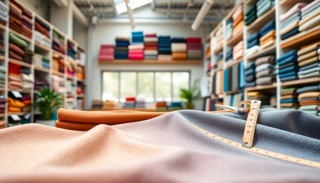 Bekijk onderhoudsvriendelijke katoenen stoffen in een moderne stoffenstudio met texturen en kleuren.