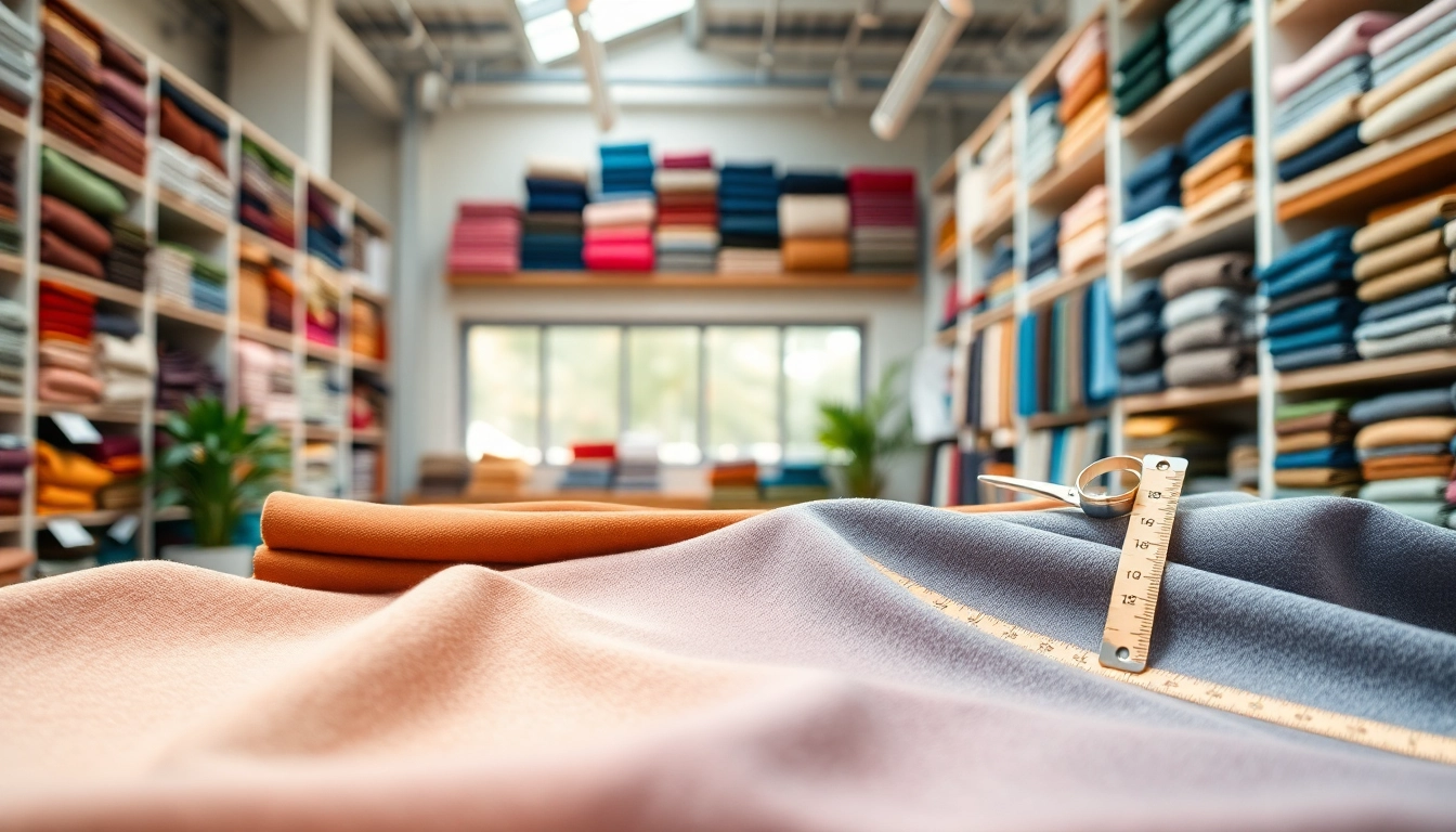 Bekijk onderhoudsvriendelijke katoenen stoffen in een moderne stoffenstudio met texturen en kleuren.