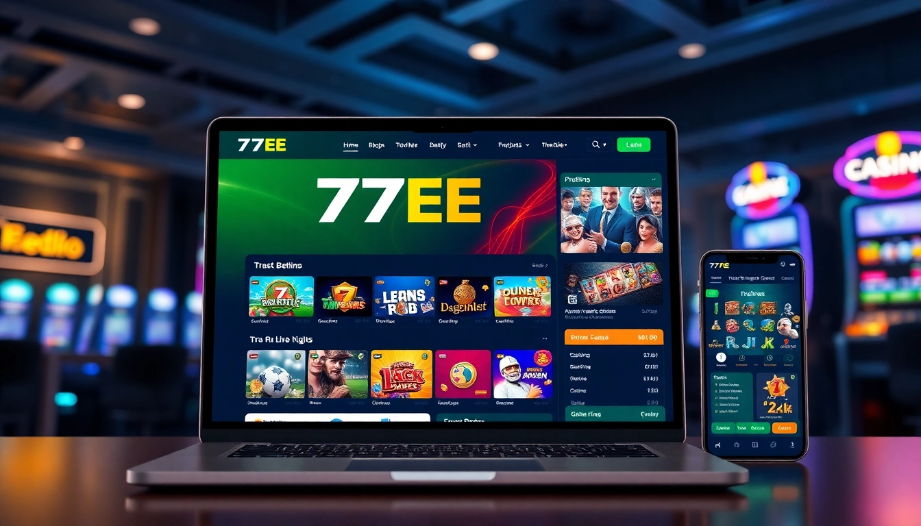 77EE online betting platform showcasing vibrant gaming options and user engagement.