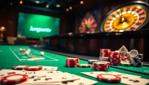 Experience luongsontv with a vibrant casino table setting showcasing poker chips and cards.
