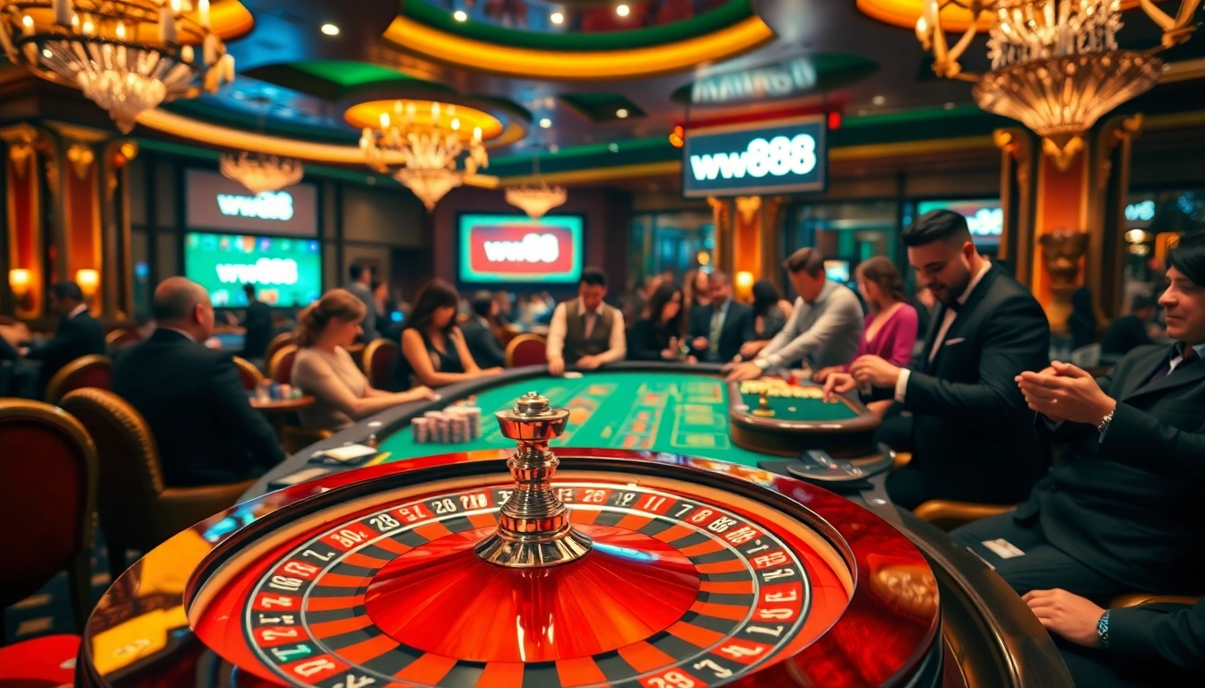 Players enjoying thrilling games at a luxurious casino setting featuring ww88.