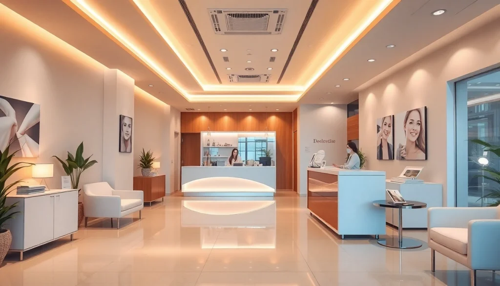 居心地の良い受付エリアを備えた最新の美容整形クリニックで、美容整形クリニックおすすめ口コミ＆評判情報を強調。